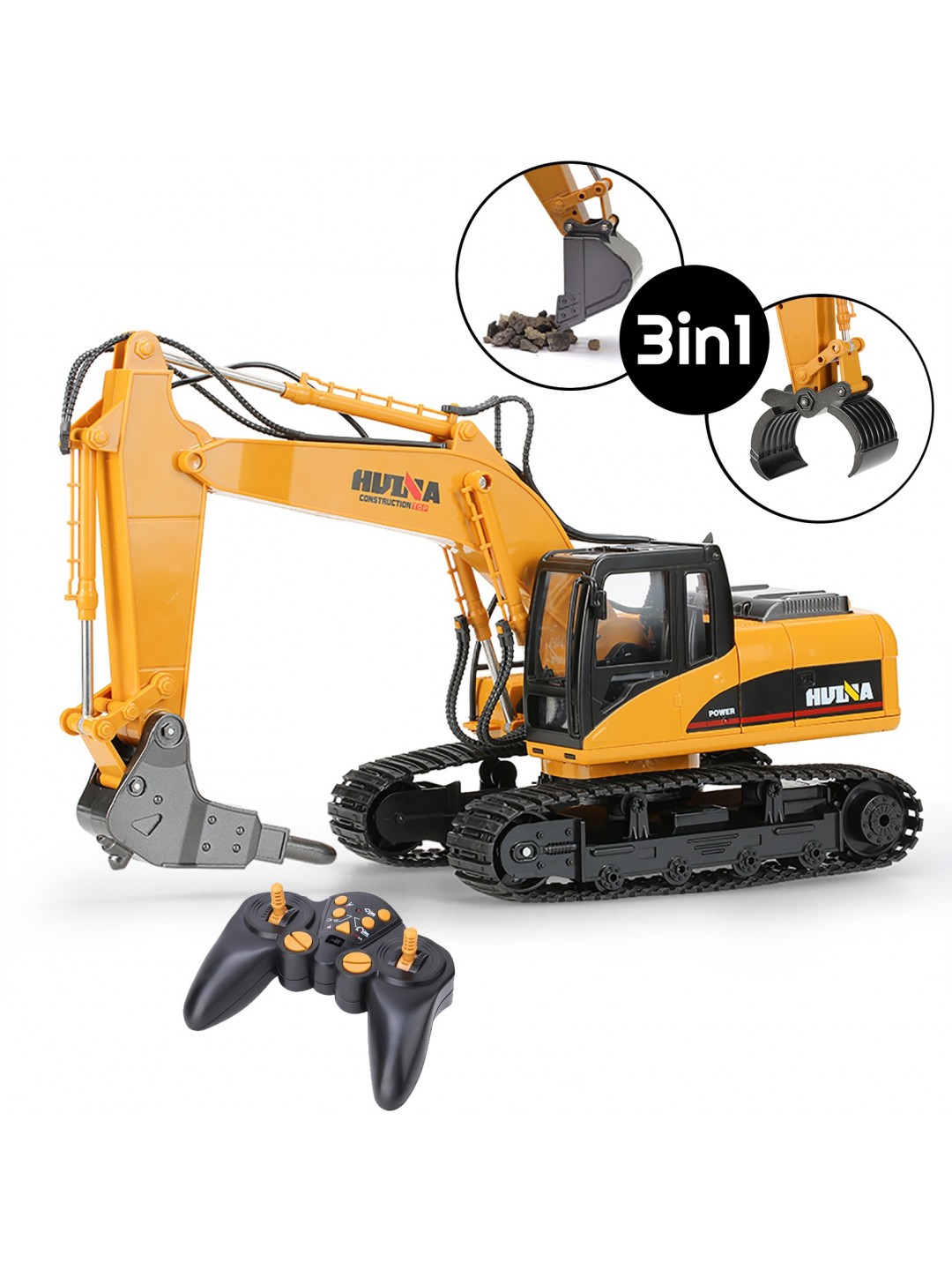 Радиоуправляемый экскаватор HUI NA 3in1 масштаб 1:14 2.4G - HN1550-60-70