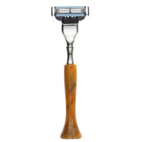 Станок для бритья IL Ceppo, MACH3, каучуковая смола, рукоять - желтый цвет, имитация мрамора