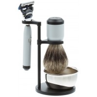 Бритвенный набор IL Ceppo: станок, помазок, чаша, подставка, серебристо-черный матовый цвет Бритвенный набор IL Ceppo: станок, помазок, чаша, подставка, серебристо-черный матовый цвет
