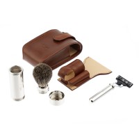Дорожный бритвенный набор IL Ceppo в коричневом чехле: бритвенный станок MACH3, помазок Дорожный бритвенный набор IL Ceppo в коричневом чехле: бритвенный станок MACH3, помазок