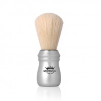 Помазок для бритья Mondial, пластик, свиной ворс, рукоять - матовый серебристый цвет Помазок для бритья Mondial, пластик, свиной ворс, рукоять - матовый серебристый цвет