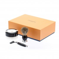 Бритвенный набор Mondial: станок MACH3, помазок, крем для бритья Mandorla, цвет черный Бритвенный набор Mondial: станок MACH3, помазок, крем для бритья Mandorla, цвет черный