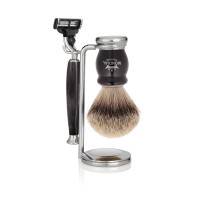 Бритвенный набор Mondial: станок, помазок, подставка; чёрный перламутр Бритвенный набор Mondial: станок, помазок, подставка; чёрный перламутр