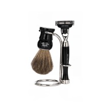 Бритвенный набор Mondial: станок, помазок, подставка; чёрный Бритвенный набор Mondial: станок, помазок, подставка; чёрный