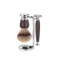 Бритвенный набор Mondial: станок, помазок, подставка; дерево Венге Бритвенный набор Mondial: станок, помазок, подставка; дерево Венге