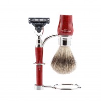 Бритвенный набор Mondial: станок MACH3, помазок, подставка; корень шиповника Бритвенный набор Mondial: станок MACH3, помазок, подставка; корень шиповника