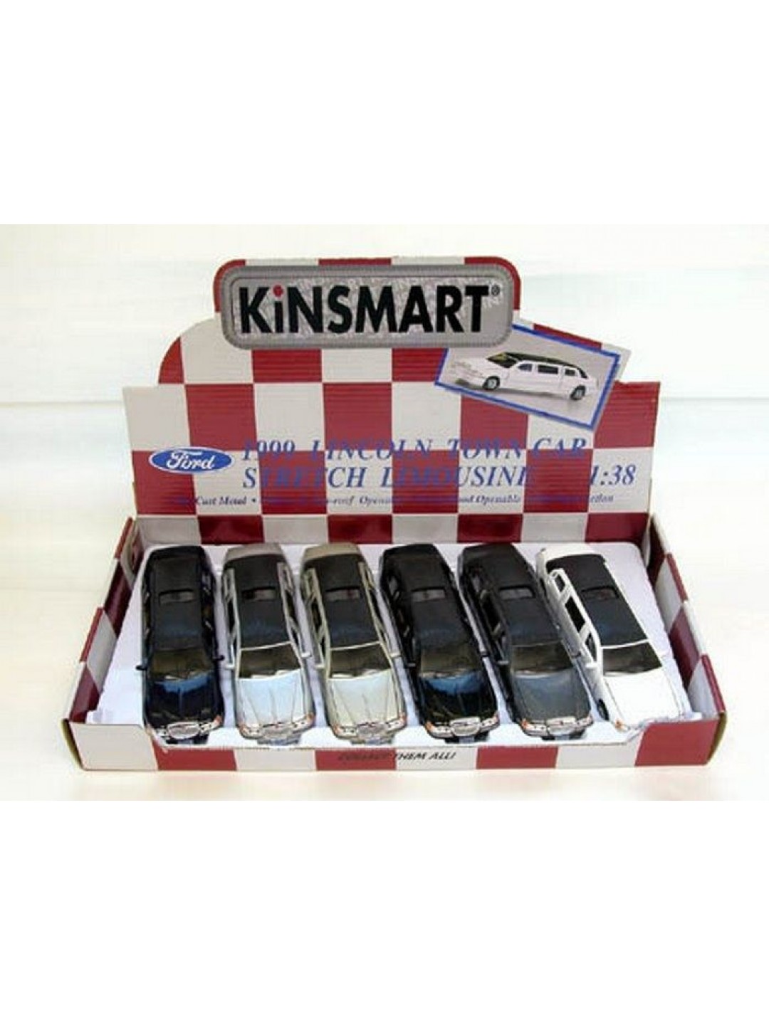 Машина Kinsmart "Lincoln Town Car Stretch Limousine" инерция (1/6шт.) 1:38 б/к
