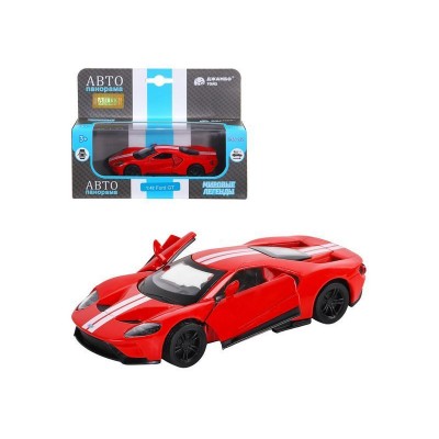 Машина "АВТОПАНОРАМА" Ford GT, красный, 1/42, инерция, откр. двери, в/к 17,5*12,5*6,5 см