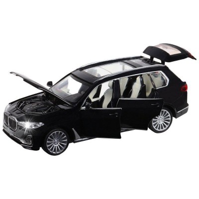 Машина "АВТОПАНОРАМА" BMW X7, черный, 1/32, свет, звук, инерция, в/к 17,5*13,5*9 см