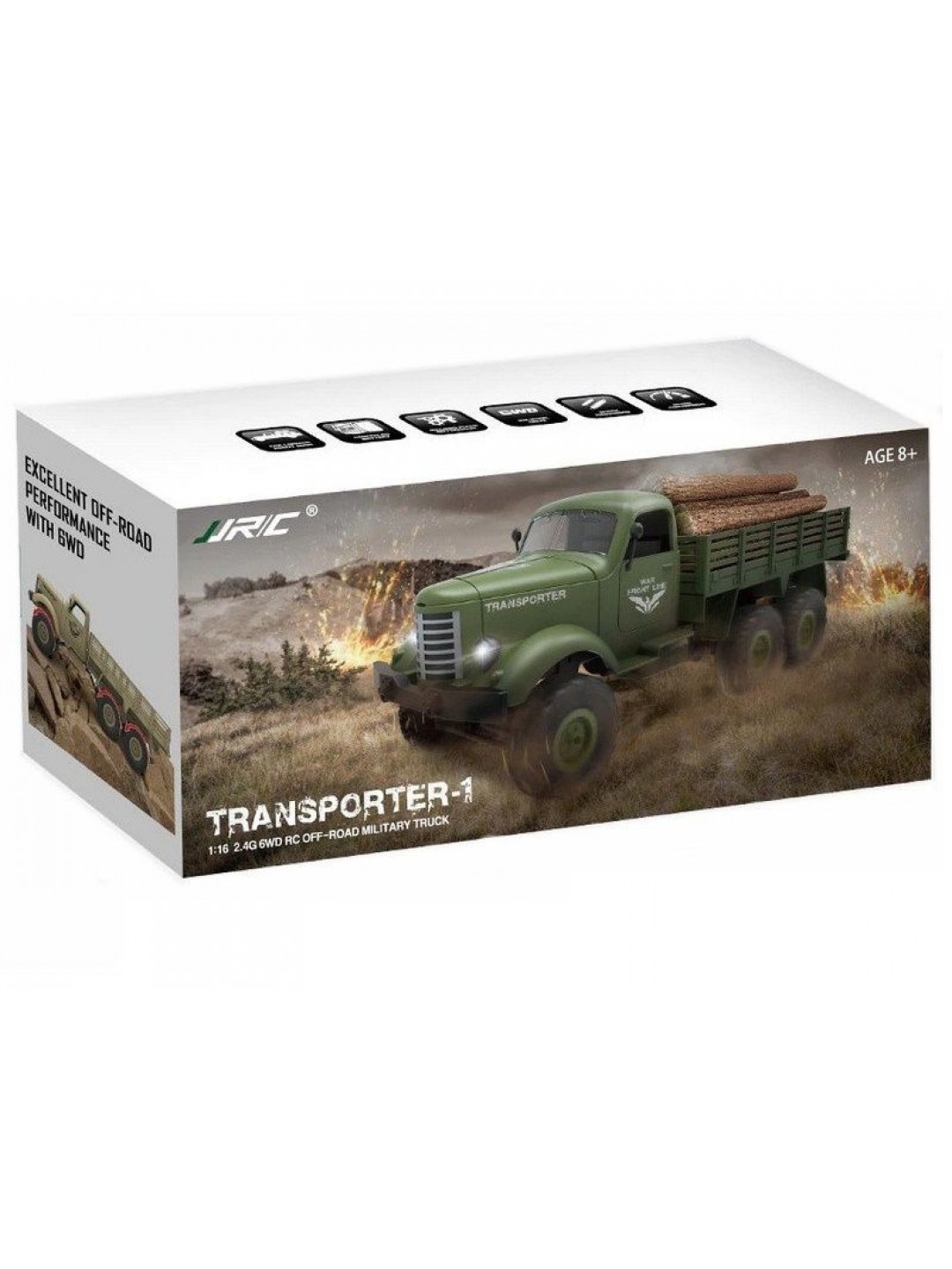 Радиоуправляемая машина JJRC Q60 Transporter (зеленый) 6WD 2.4G 1/16 RTR