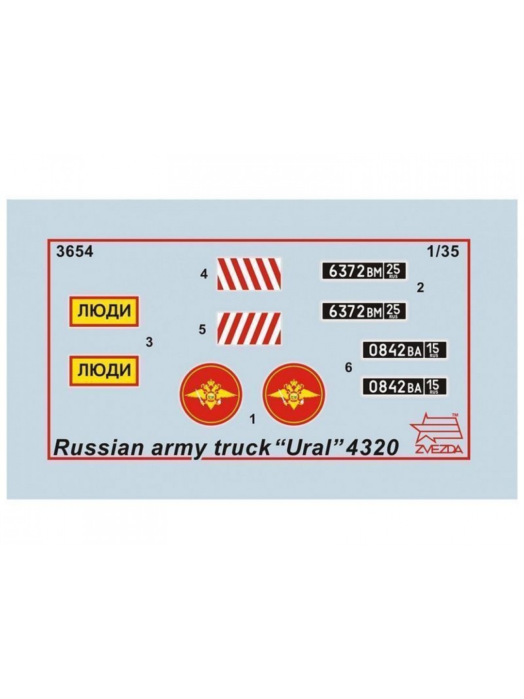Сборная модель ZVEZDA Российский армейский грузовик Урал-4320, 1/35