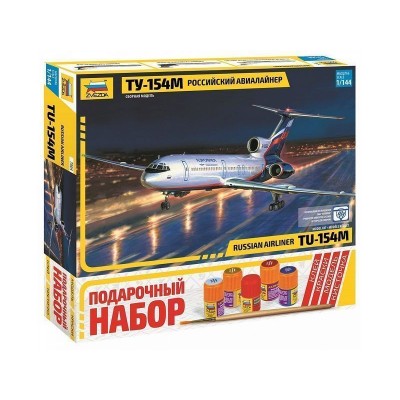 Сборная модель ZVEZDA Российский авиалайнер ТУ-154М, подарочный набор, 1/144