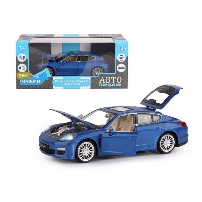 Машина "АВТОПАНОРАМА" Porsche Panamera S, синий, 1/24, свет, звук, в/к 24,5*12,5*10,5 см