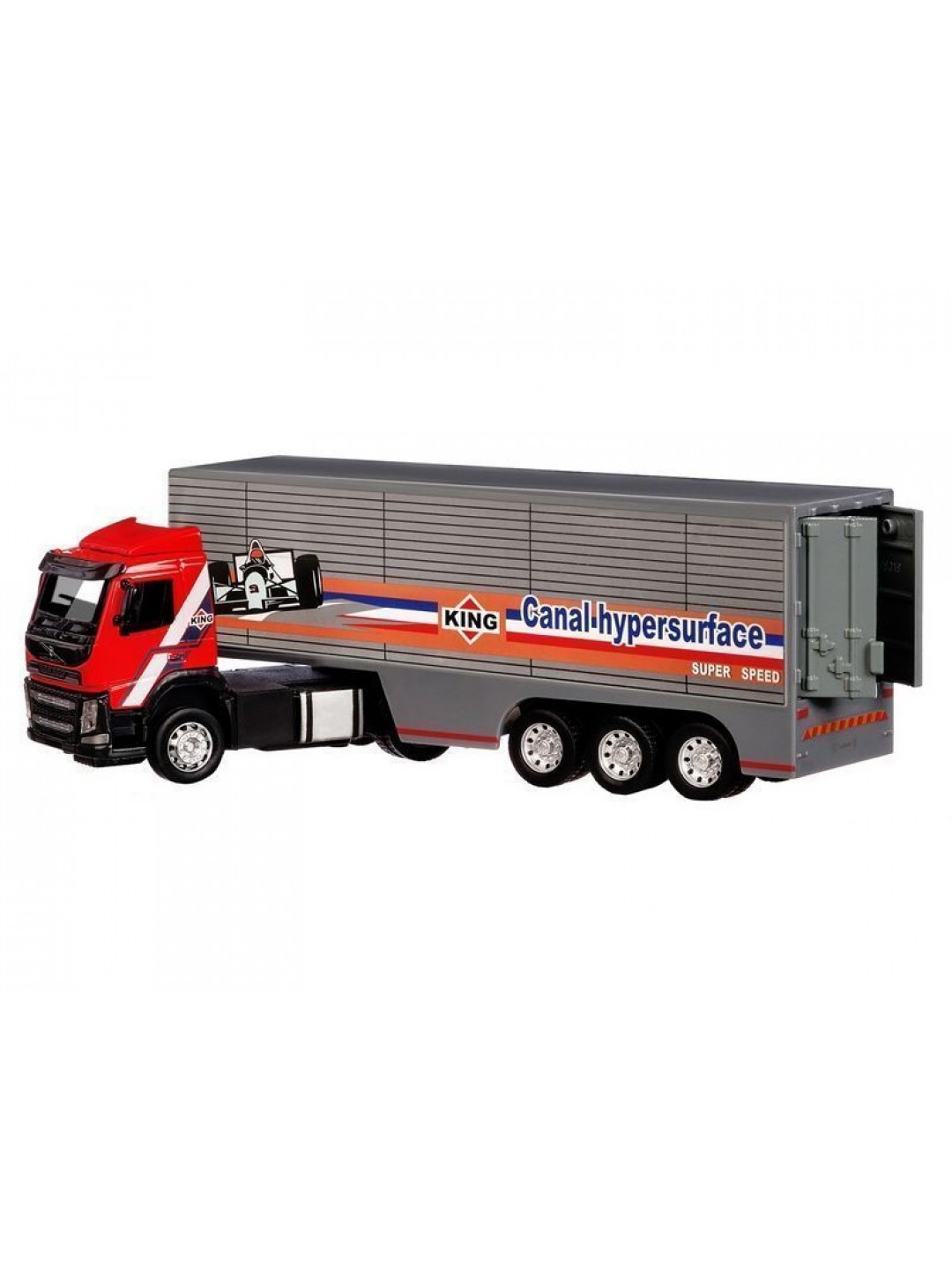 Машина "АВТОПАНОРАМА" Volvo, красный, 1/50, свет, звук, в/к 28*14*10 см