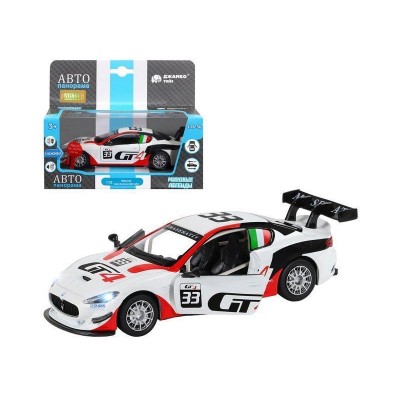 Машина "АВТОПАНОРАМА" Maserati Gran Turismo MC GT4, белый, 1/32, свет, звук, в/к 17,5*13,5*9 см