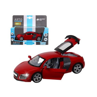 Машина "АВТОПАНОРАМА" Audi R8 GT, красный, 1/32, свет, звук, инерция, в/к 17,5*13,5*9 см