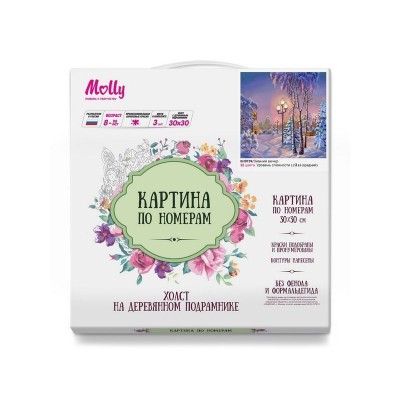 Картина по номерам 30х30 Зимний вечер (22 цвета)