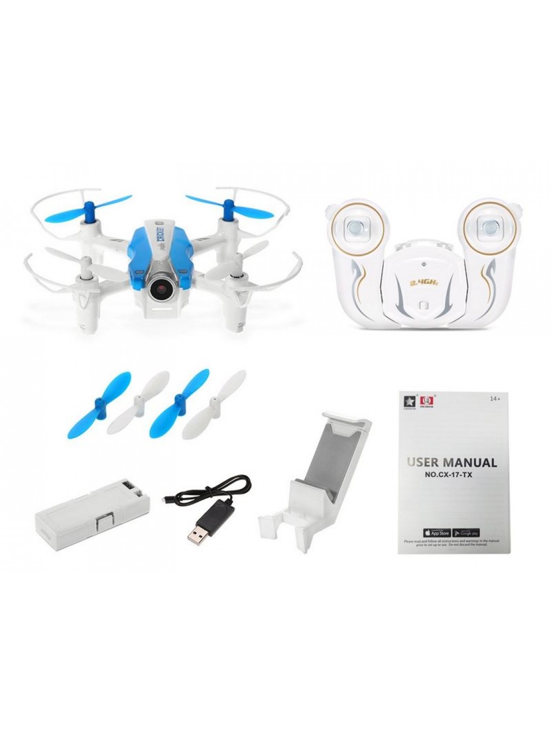 Р/У квадрокоптер Cheerson CX-17 WiFi RTF 2.4G (синий)