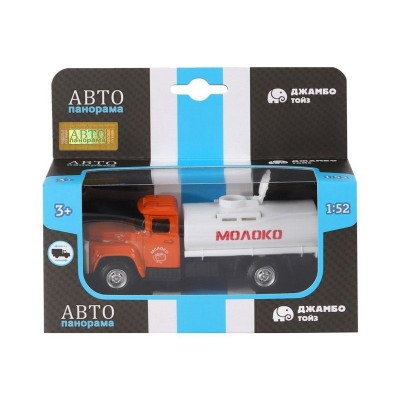 Машина "АВТОПАНОРАМА" "Молоко", 1:52, цвет оранжевый, инерция, в/к 16,1*6,1*7,6 см