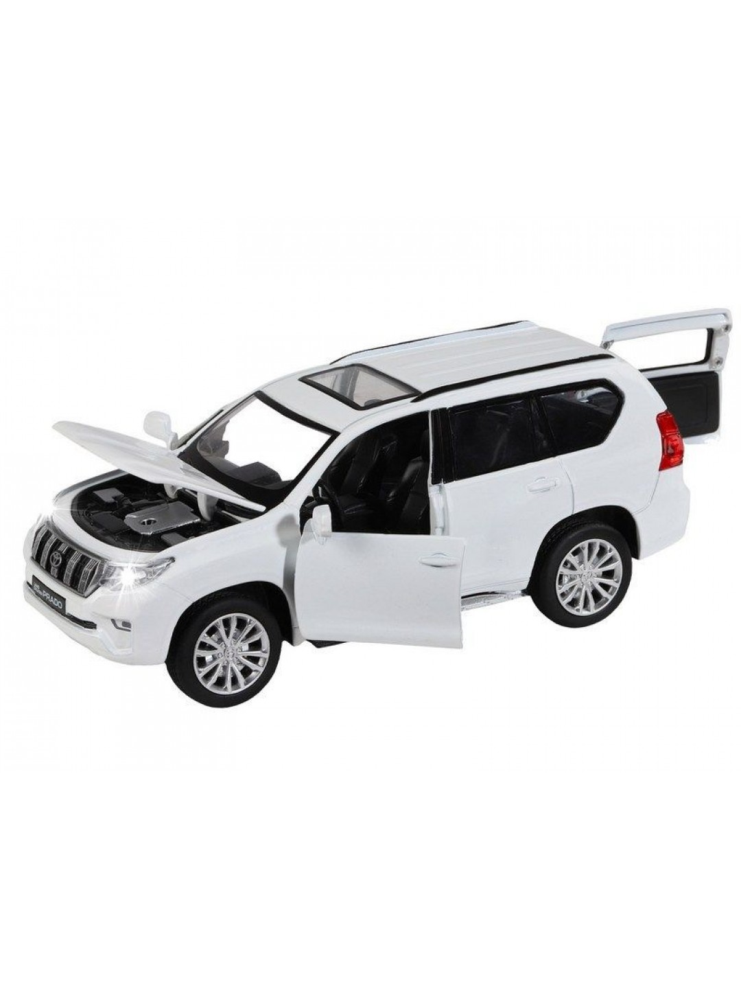Машина "АВТОПАНОРАМА" Land Cruiser Prado, белый, 1/32, свет, звук, инерция, в/к 17,5*13,5*9 см