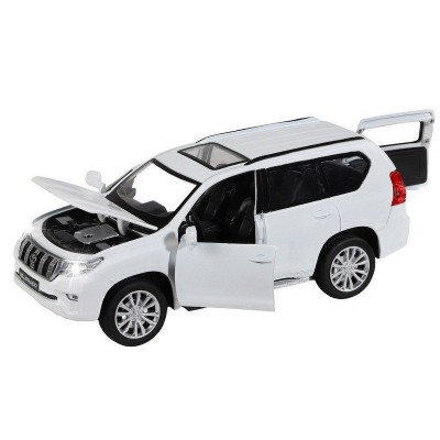 Машина "АВТОПАНОРАМА" Land Cruiser Prado, белый, 1/32, свет, звук, инерция, в/к 17,5*13,5*9 см