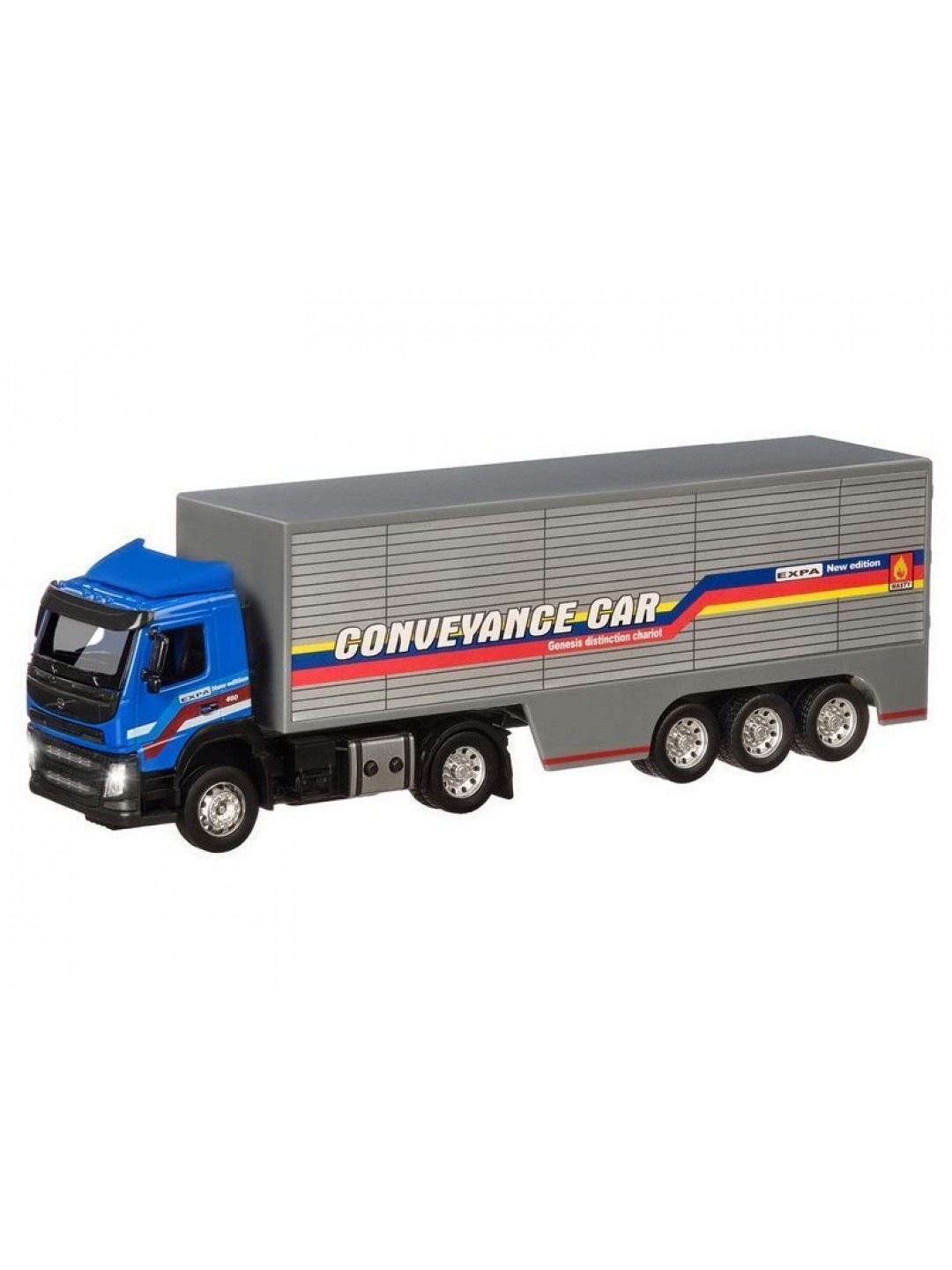 Машина "АВТОПАНОРАМА" Volvo, синий, 1/50, свет, звук, в/к 28*14*10 см