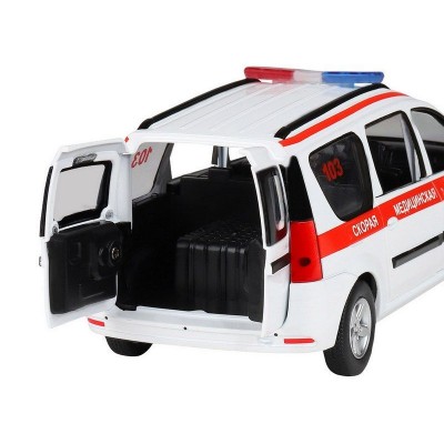 Машина "АВТОПАНОРАМА" LADA LARGUS "Скорая помощь", 1/24, свет, звук, инерция, в/к 24,5*12,5*10,5 см