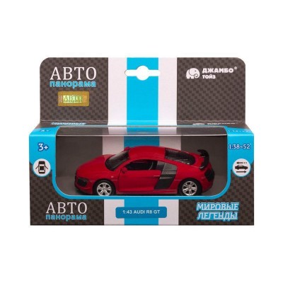 Машина "АВТОПАНОРАМА" Audi R8 GT, красный, 1/43, инерция, откр. двери, в/к 17,5*12,5*6,5 см