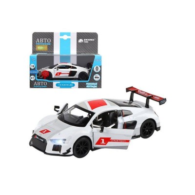 Машина "АВТОПАНОРАМА" AUDI R8, белый перламутр, 1/32, свет, звук, инерция, в/к 17,5*13,5*9 см