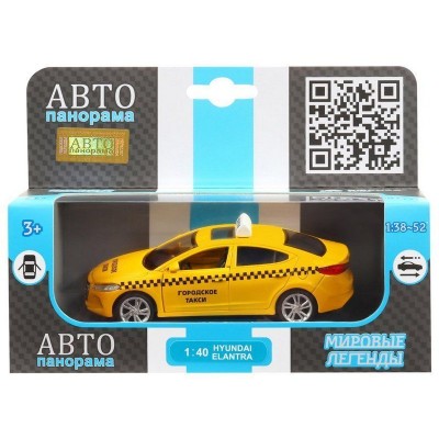 Машина "АВТОПАНОРАМА" HYUNDAI ELANTRA, ГОРОДСКОЕ ТАКСИ, 1/40, инерция, откр. двери, 17,5*12,5*6,5