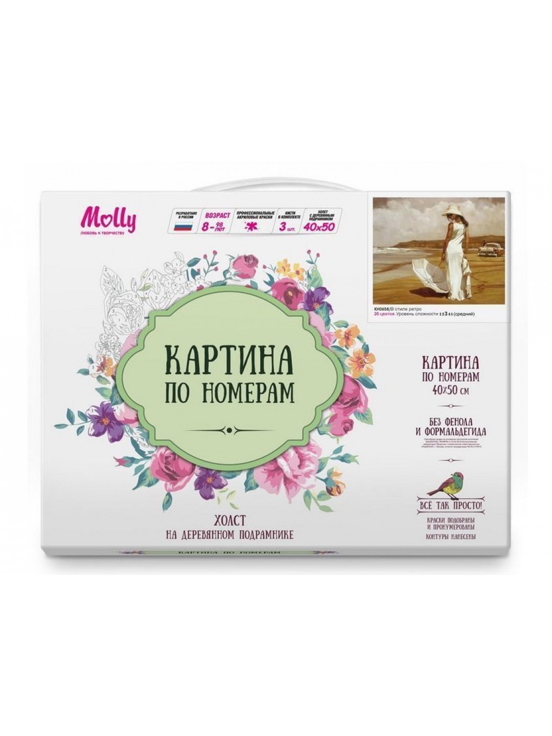 Картина по номерам 40х50 В стиле ретро (20 цветов)