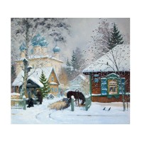 Картина по номерам 30х30 Зима в деревне (19 цветов) Картина по номерам 30х30 Зима в деревне (19 цветов)
