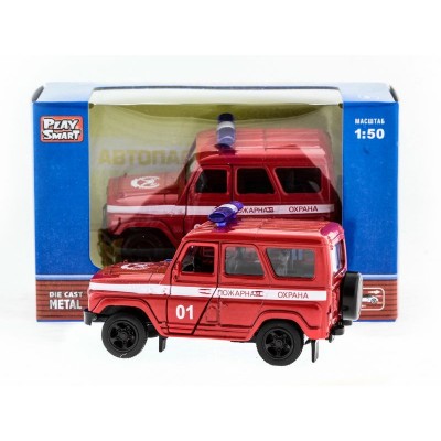 Машина "АВТОПАНОРАМА" инерц. УАЗ-469 (пожарная) 1/50, в/к 12*7*5,5 см