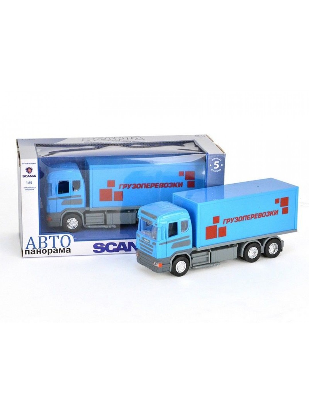 Машина "АВТОПАНОРАМА" SCANIA (фура) 1/40 инерц., в/к 28*14*12