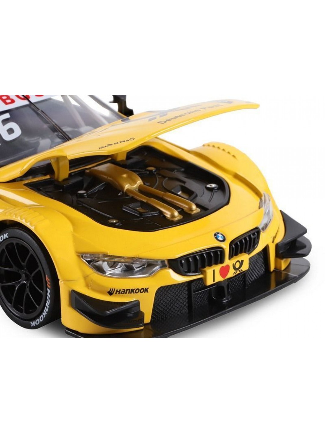 Машина "АВТОПАНОРАМА" BMW M4, желтый, 1/24, свет, звук, в/к 24,5*12,5*10,5 см