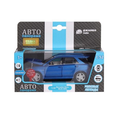 Машина "АВТОПАНОРАМА" Mercedes-Benz ML63 AMG, синий, 1/32, свет, звук, инерция, в/к 17,5*13,5*9 см