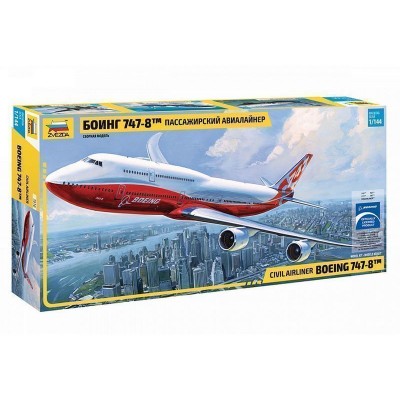 Сборная модель ZVEZDA Пассажирский авиалайнер Боинг 747-8, 1/144