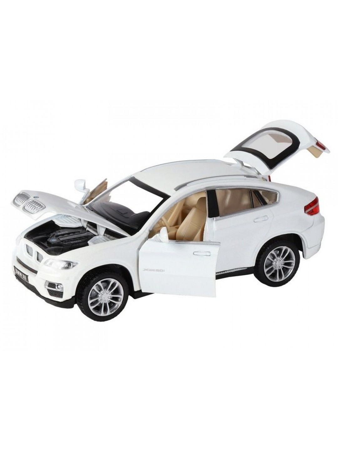 Машина "АВТОПАНОРАМА" BMW X6, белый, 1/32 , свет, звук, инерция, в/к 17,5*13,5*9 см