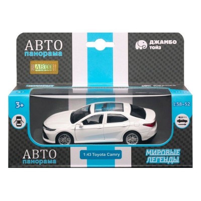Машина "АВТОПАНОРАМА" Toyota Camry, белый, 1/43, откр. двери, инерция, в/к 17,5*12,5*6,5 см