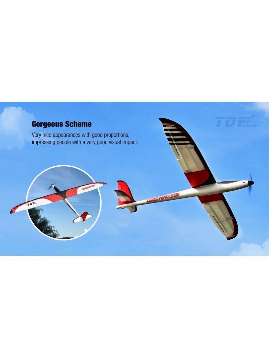 Радиоуправляемый планер Top RC Lightning 2100 (Propeller Power System) 2100мм 2.4G 4-ch LiPo RTF