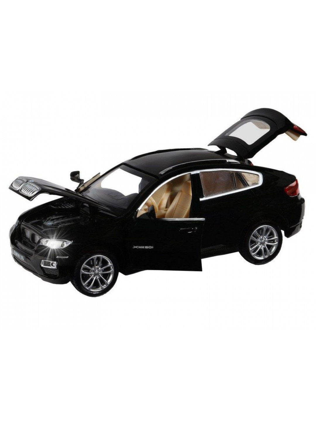 Машина "АВТОПАНОРАМА" BMW X6, черный, 1/32, свет, звук, инерция, в/к 17,5*13,5*9 см