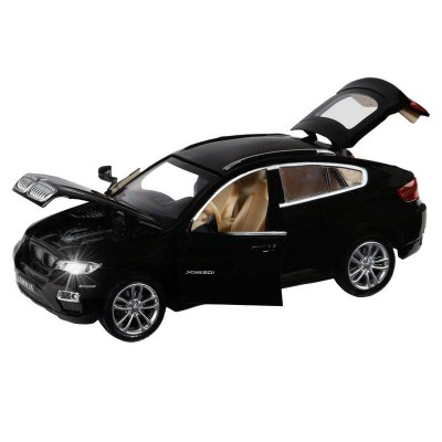 Машина "АВТОПАНОРАМА" BMW X6, черный, 1/32, свет, звук, инерция, в/к 17,5*13,5*9 см