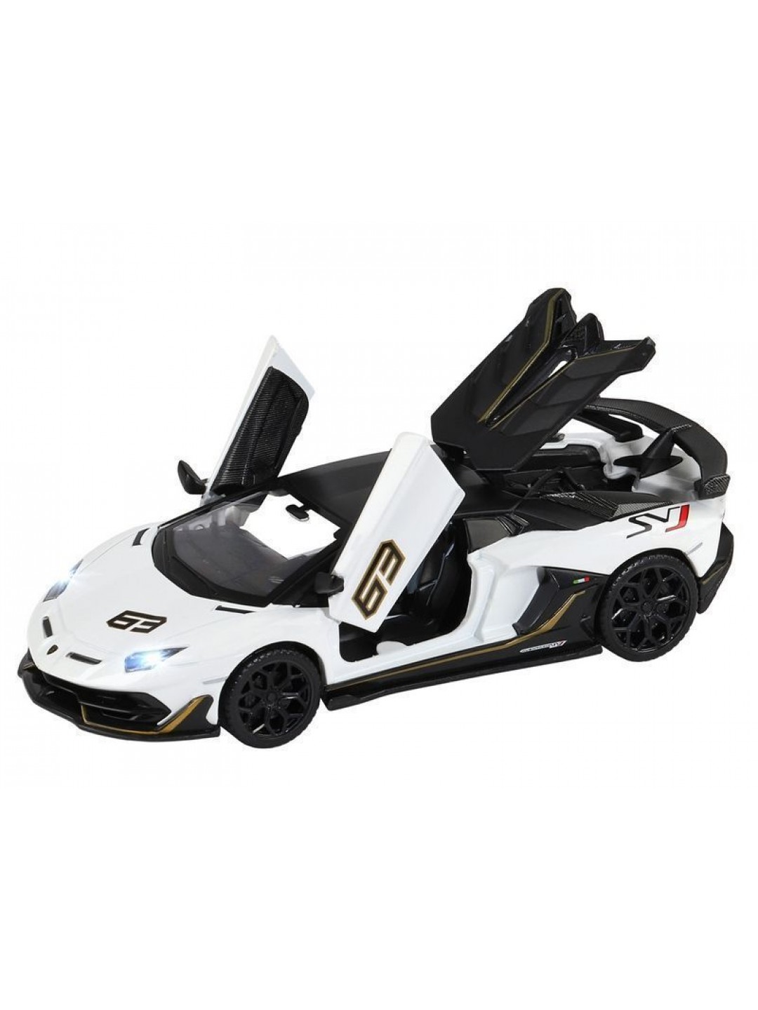 Машина "АВТОПАНОРАМА" Lamborghini SVJ, белый, 1/32, свет, звук, инерция, в/к 17,5*12,5*6,5 см