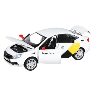 Машина "АВТОПАНОРАМА" Яндекс.Такси  LADA VESTA, белый, 1/24, в/к 24,5*12,5*10,5 см