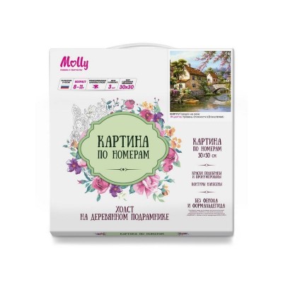 Картина по номерам 30х30 Городок на реке (19 цветов)