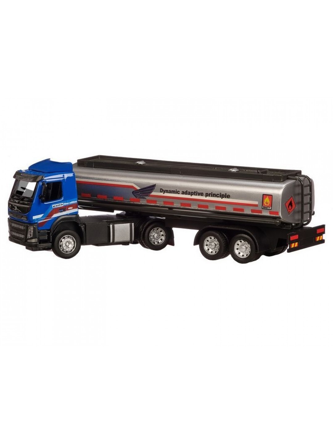 Машина "АВТОПАНОРАМА" Volvo бензовоз, голубой, 1/50, свет, звук, в/к 28*14*10 см