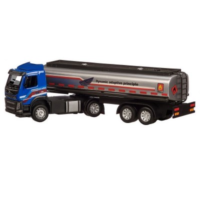 Машина "АВТОПАНОРАМА" Volvo бензовоз, голубой, 1/50, свет, звук, в/к 28*14*10 см