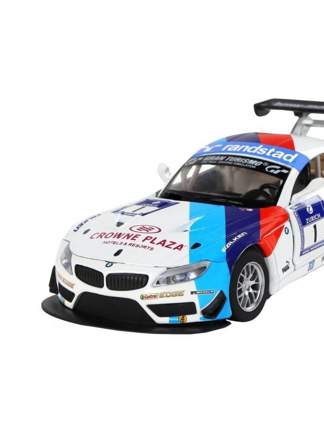 Машина "АВТОПАНОРАМА" BMW Z4 GT3, белый, 1/32, свет, звук, инерция, в/к 17,5*13,5*9 см