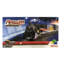 Железная дорога HQ 350 деталей, с локомотивом на батарейках, вагоны черный и черный