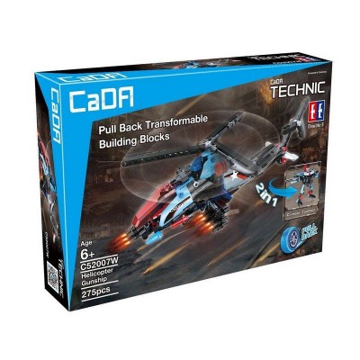 Конструктор CaDA Technic вертолет-трансформер, инерционный (275 деталей)